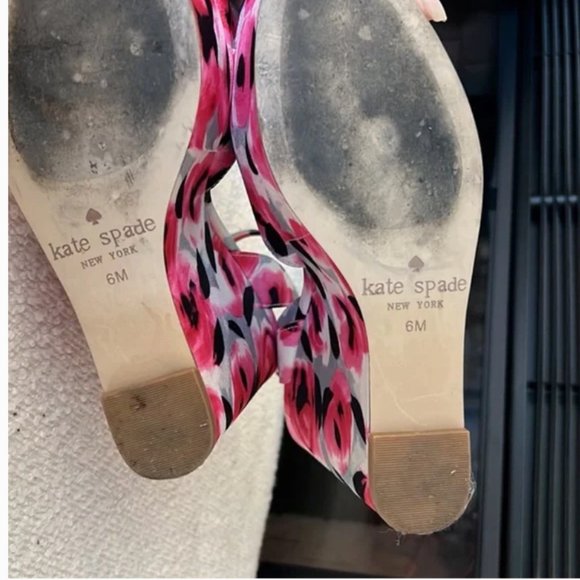 kate spade dellie garden rose print wedge sandal heels deep pink rose floral 6 - Picture 6 of 6
